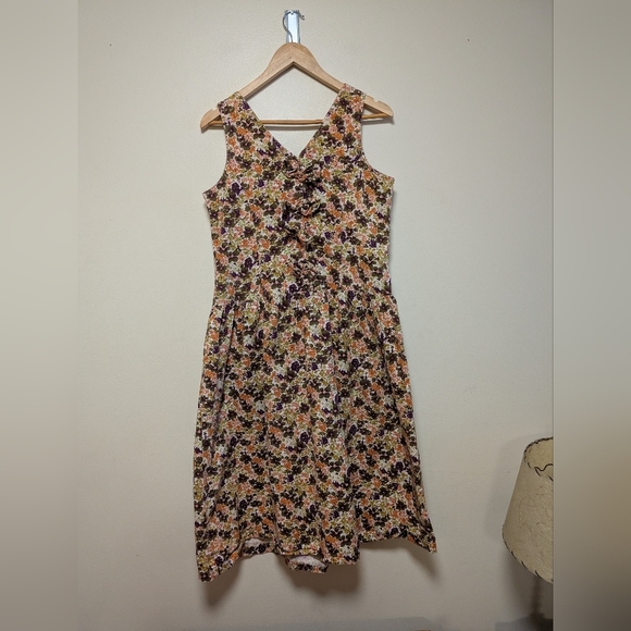 Vintage-Style Sleeveless Floral Dress – Women’s Medium – Multicolor - Picture 3 of 5
